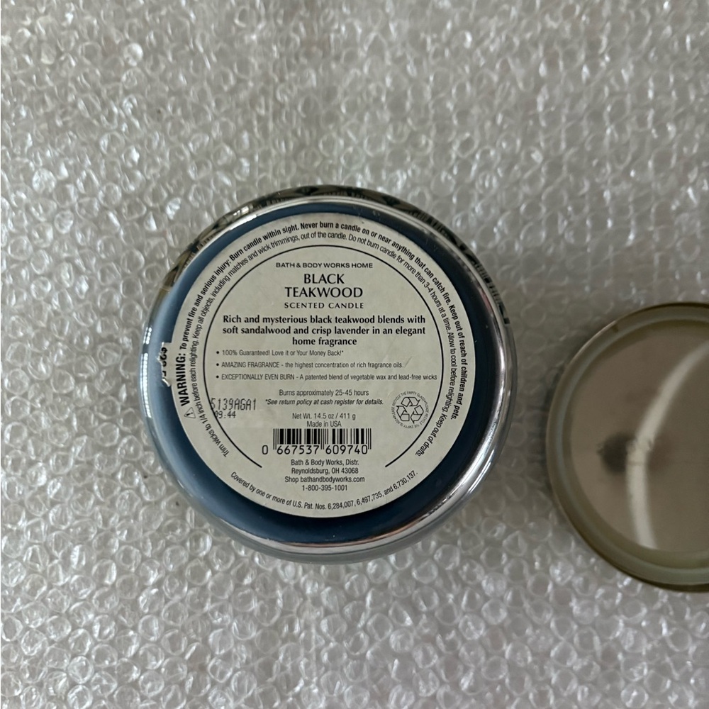 Bath & Body Works BLACK TEAKWOOD 3-Wick Scented Large Candle - Picture 4 of 4